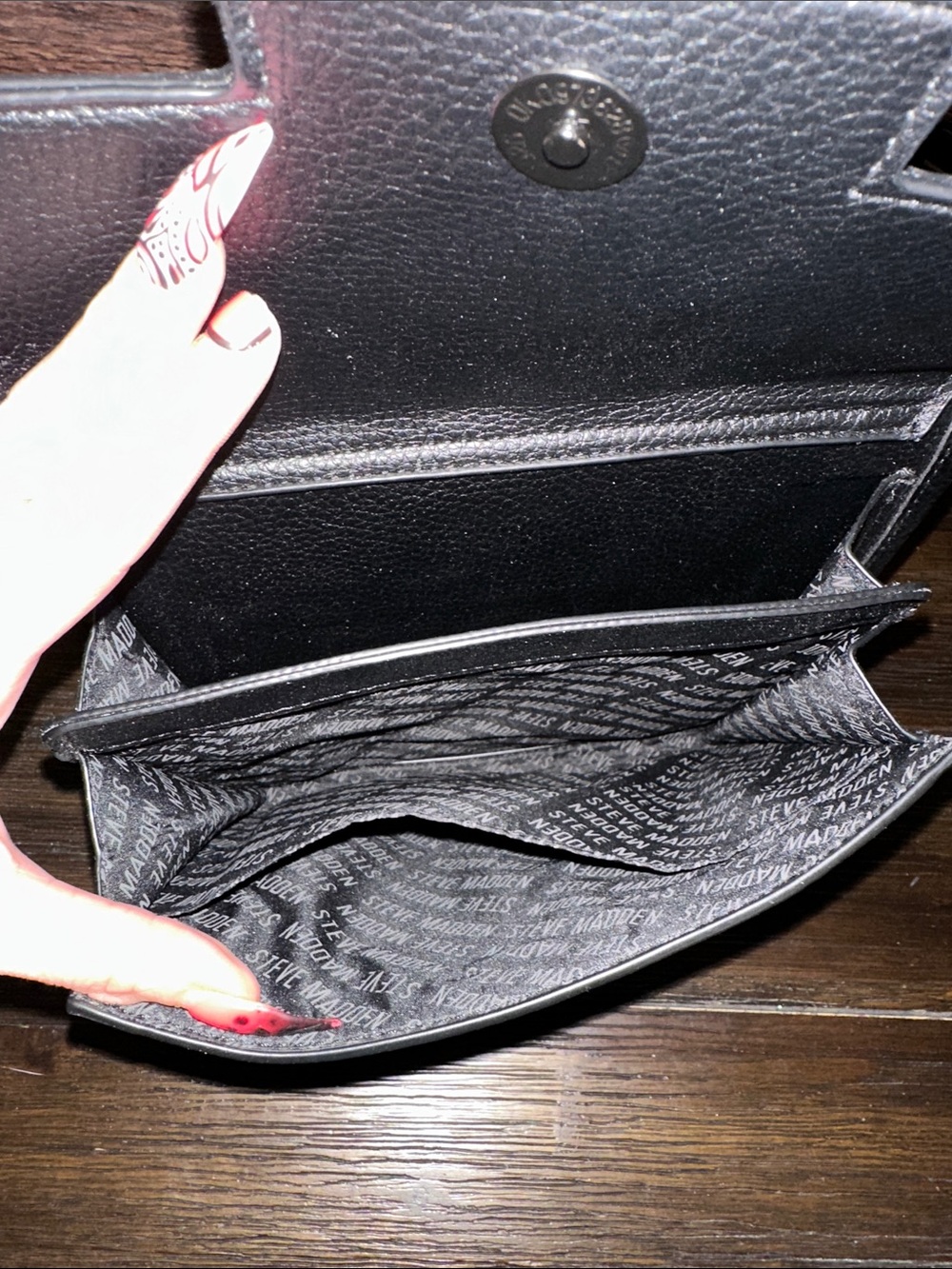 Steve Madden Bmezza Black Pebbled Crossbody with Multicolor Logo Strap - Picture 7 of 8